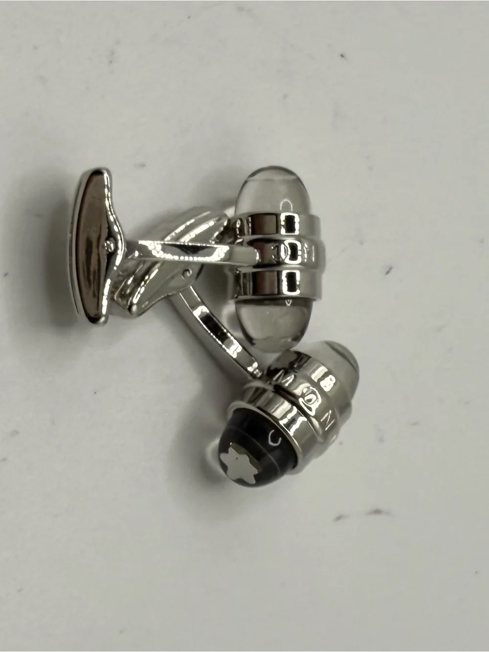 Montblanc Silver and Black Barrel Cufflinks